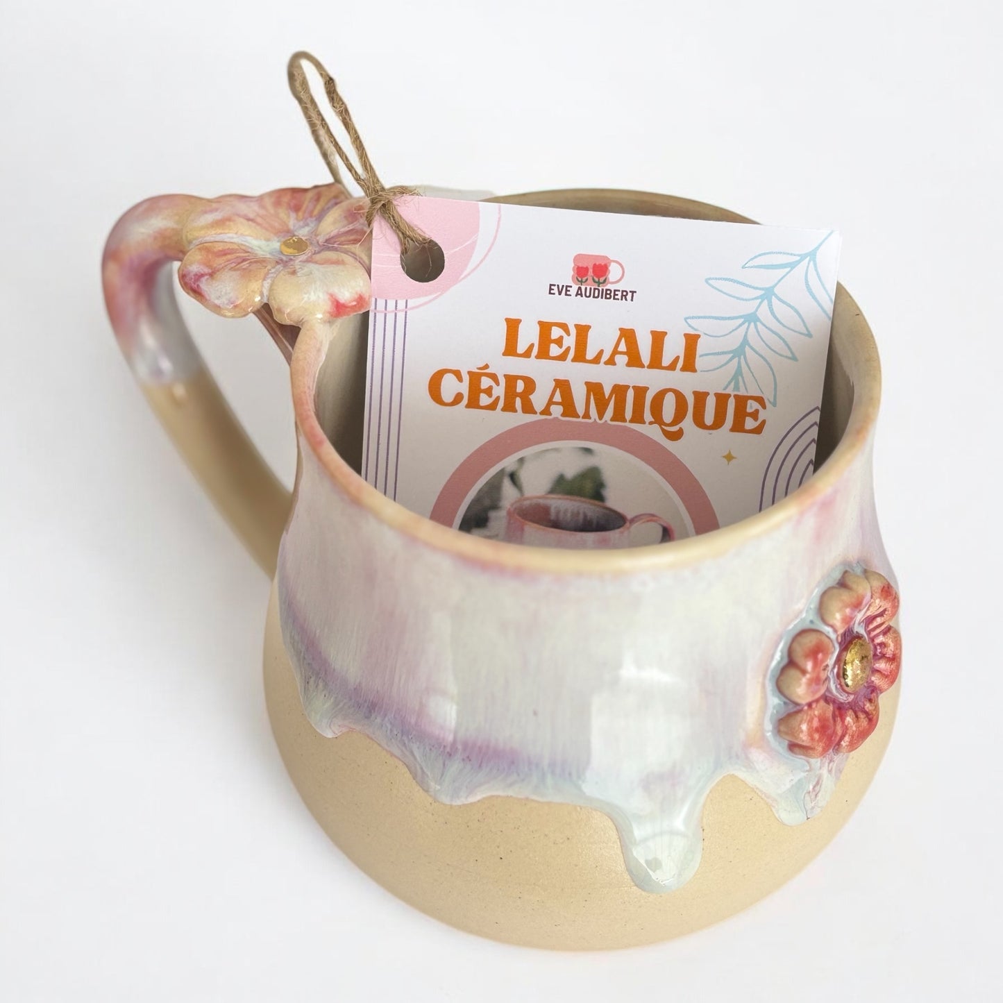 Tasse "fleur" rose pale, dégradés de couleurs douces - éclats en or véritable. Artisanat, pièce unique, fait main