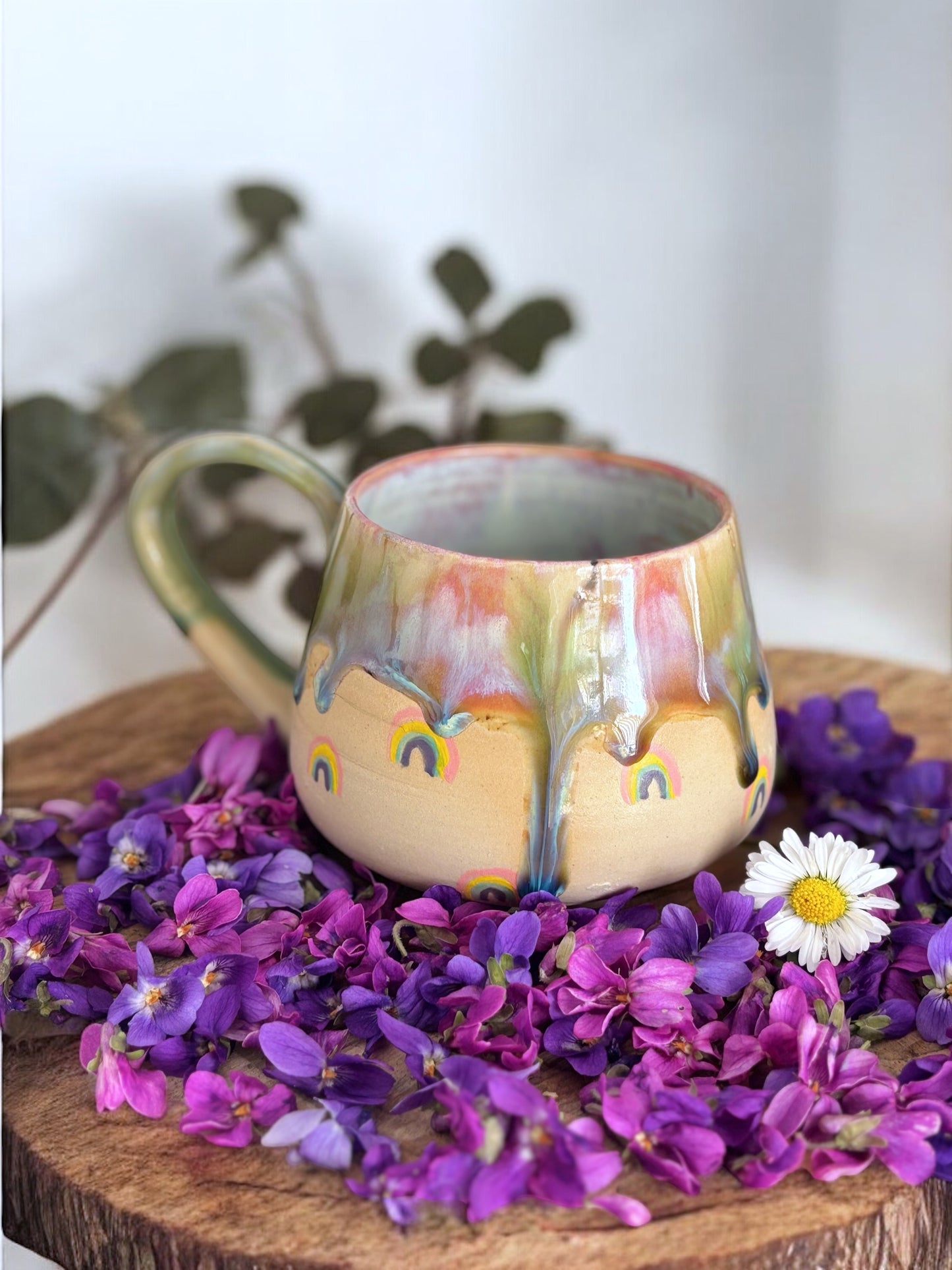 Tasse arc-en-ciel🌈 ,poterie faite main. Entretien facile.