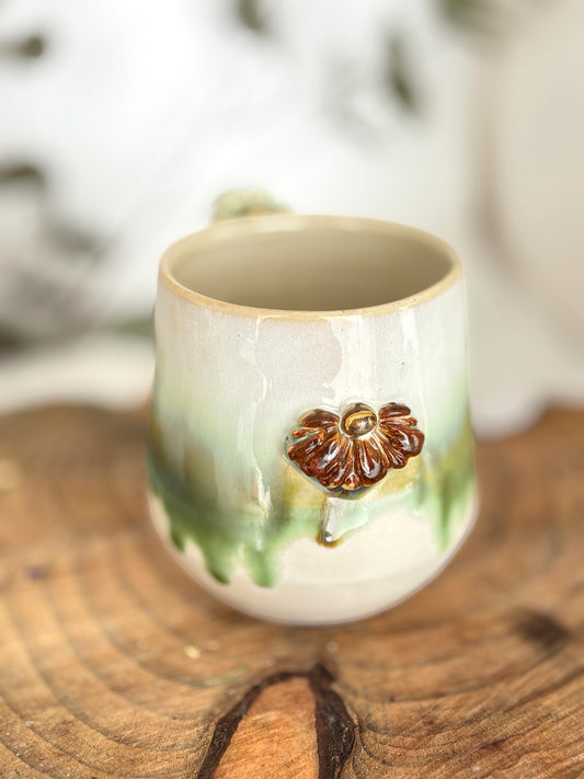 Tasse "Forest", dégradés de couleurs douces, vertes - or véritable.