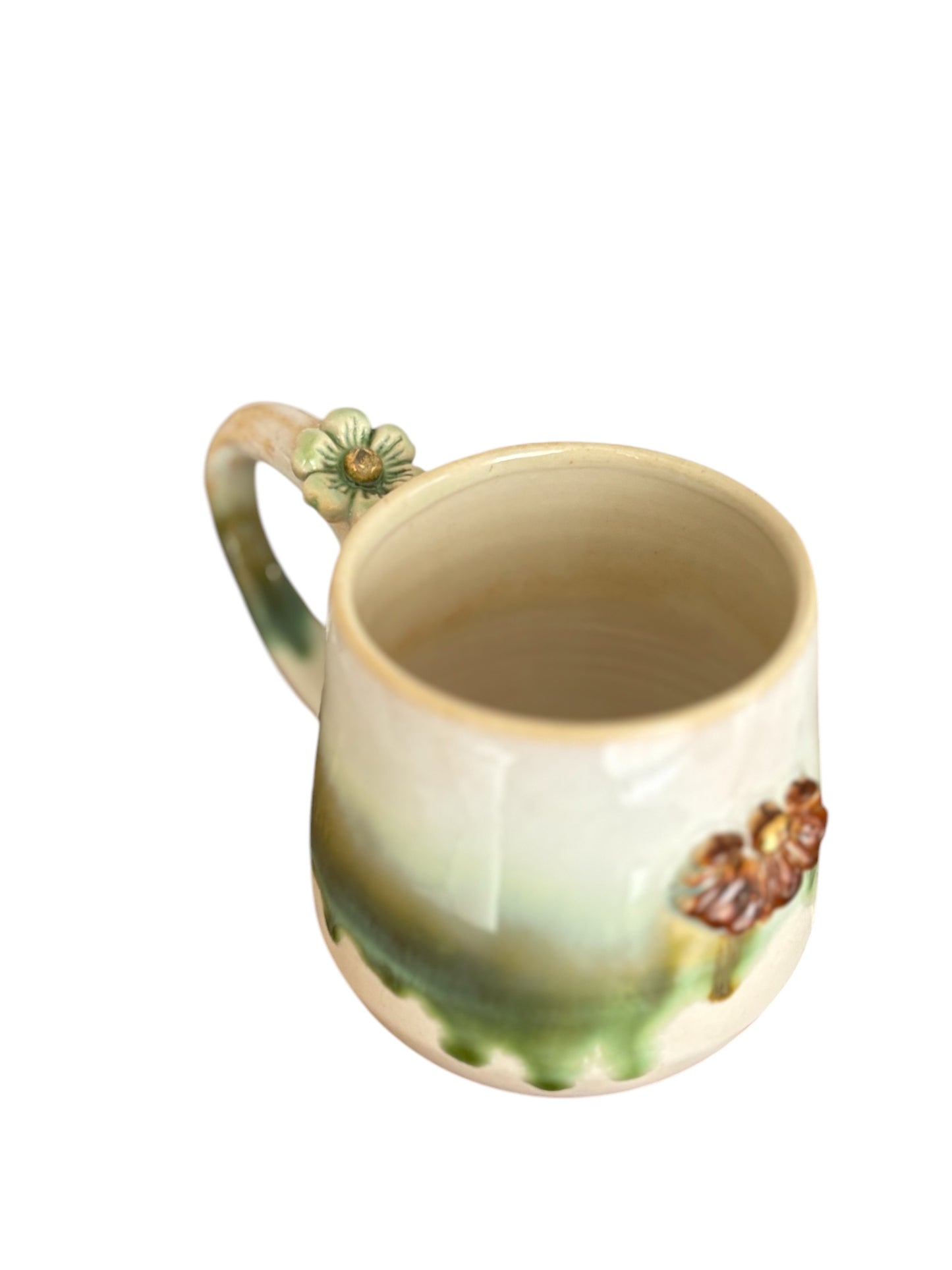 Tasse "Forest", dégradés de couleurs douces, vertes - or véritable.