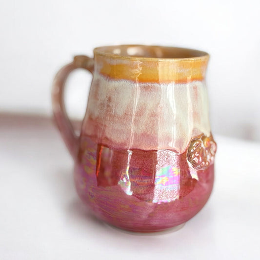 Tasse "Sunrise" Pink, poterie faite main. Entretien facile.